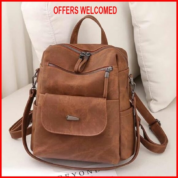 PU Leather Backpack Purse Women's Multipurpose Travel Handbag Shoulder Bag - Picture 3 of 7